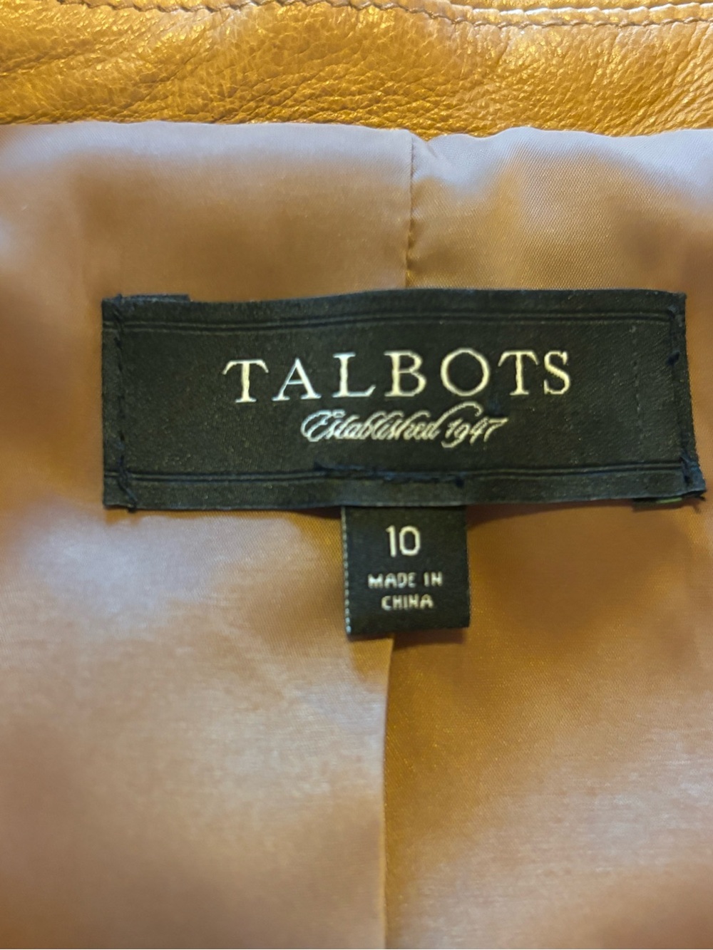 Talbots Camel/Tan Soft Leather Bomber Jacket, Size 10 - Picture 10 of 14